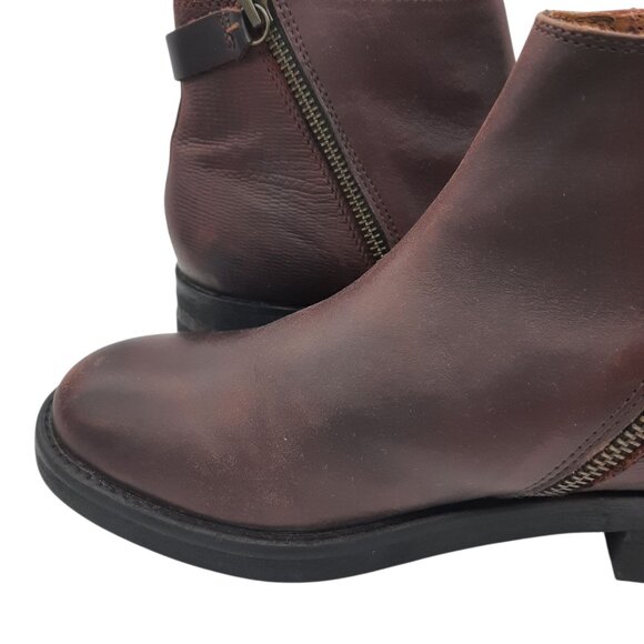 Hudson London Oxblood Burgundy Leather Moto Boots SZ 37 - Picture 9 of 16